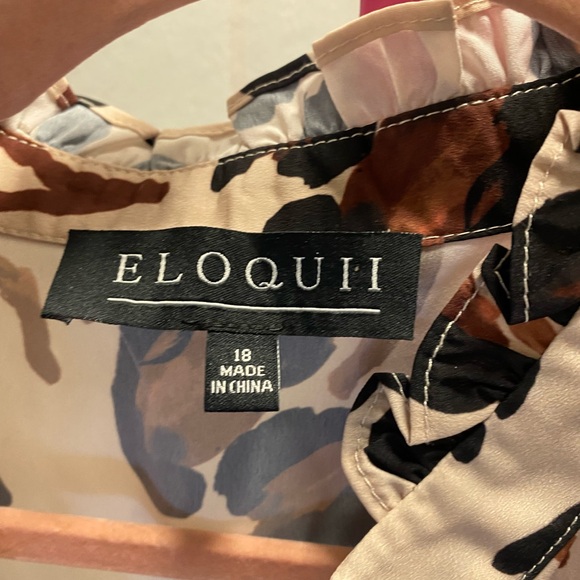 NWOT Eloquii Leopard Print Blouse Printed Button Down Shirt With Ruffle Neck - Picture 5 of 5